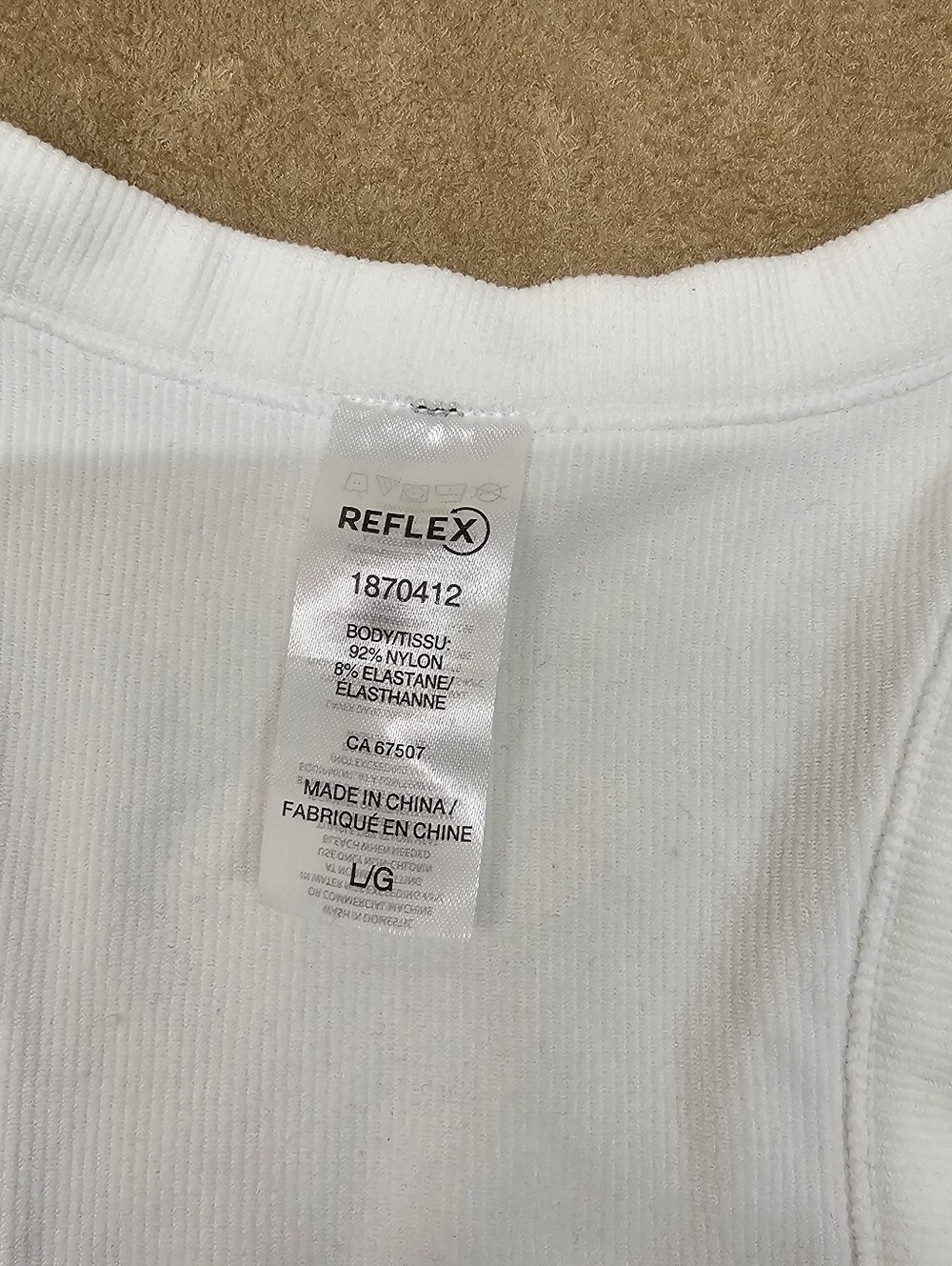 Reflex White 92% Nylon Seamless Ribbed Racerback Tanktop - Picture 3 of 5